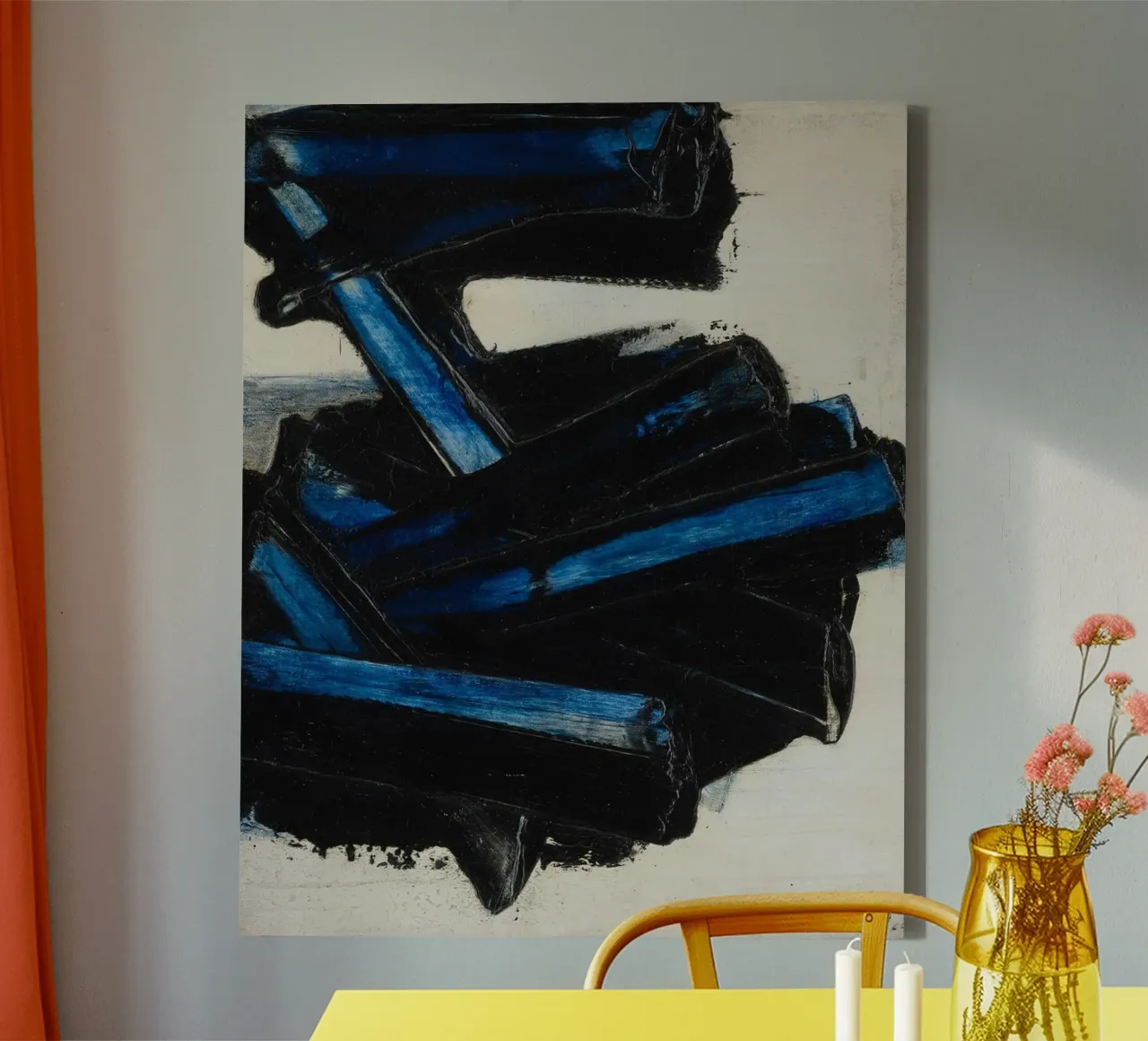 Pierre Soulages Untitled Siebdruck Leinwand mit Schattenfugenrahmen von Spencershop