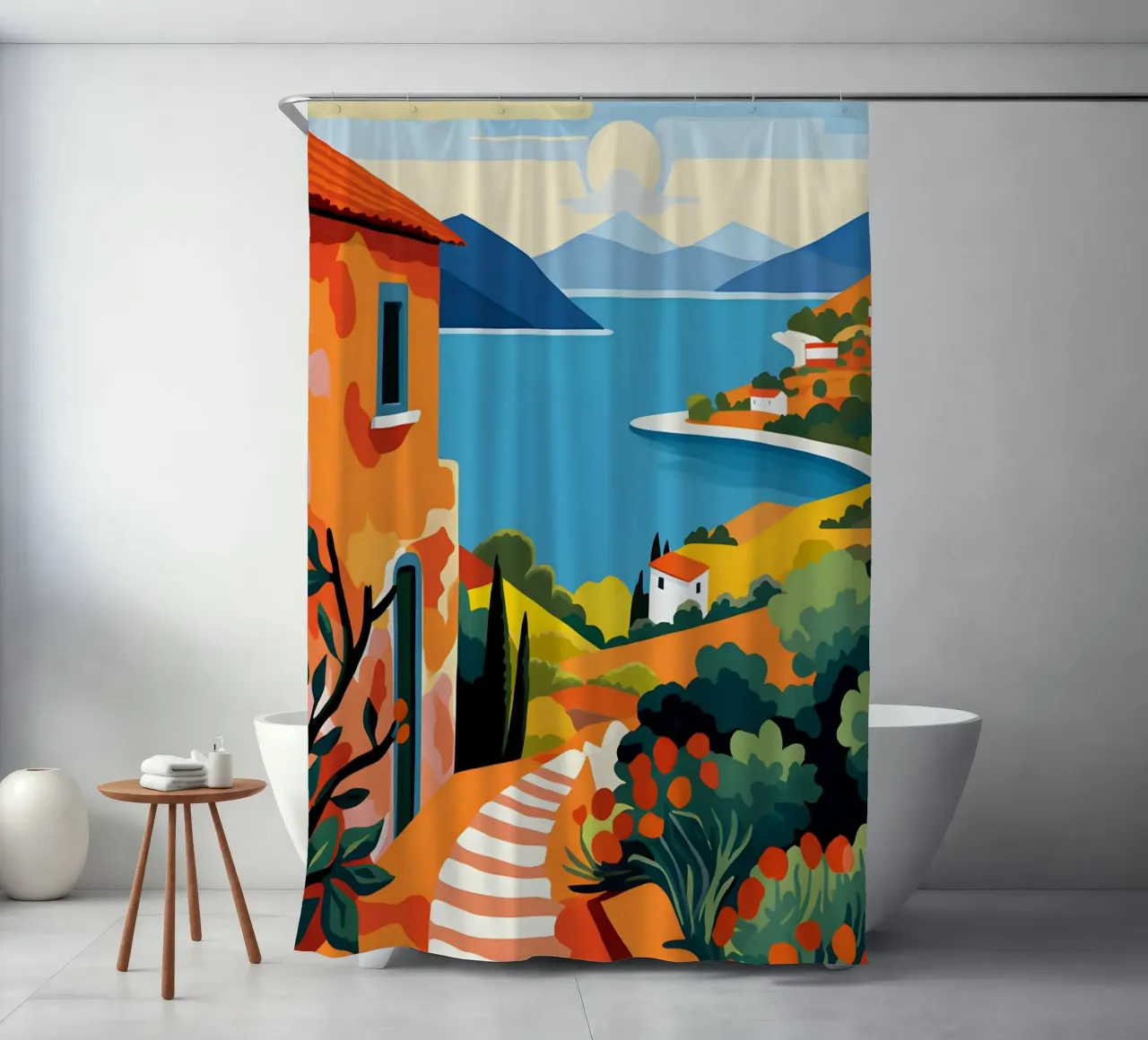 Village shower curtain by LisaArtes