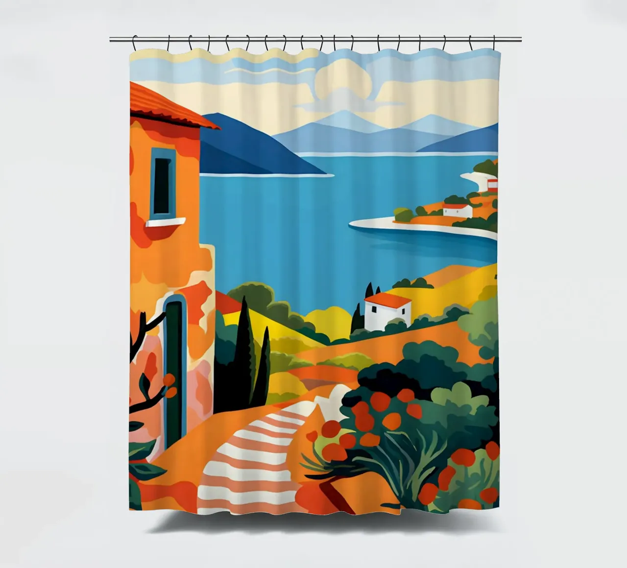 Village shower curtain by LisaArtes