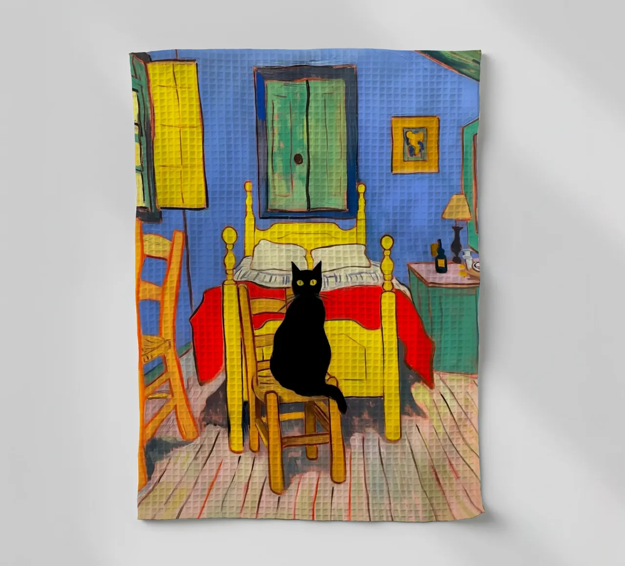 Gatto nero canovaccio da cucina da Fleur de Lys