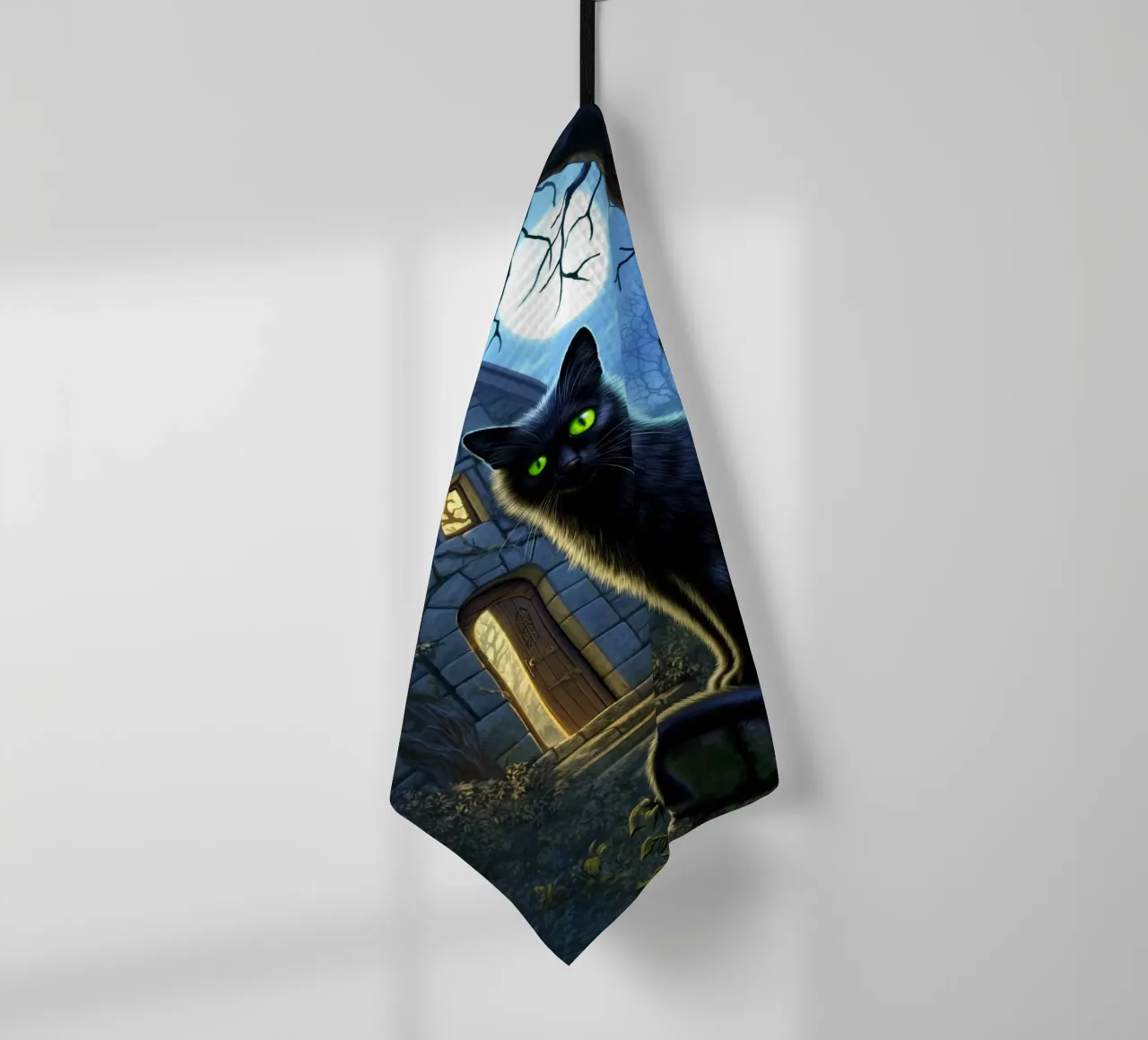 Gatto nero di Halloween canovaccio da cucina da Fleur de Lys
