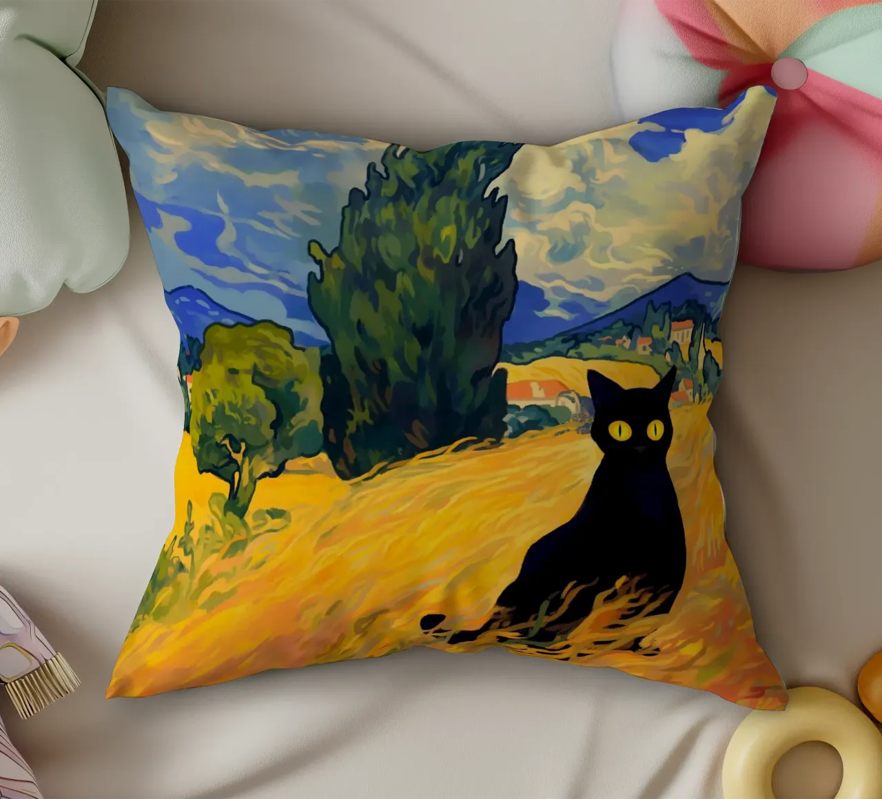 Gatto nero cuscino da Fleur de Lys
