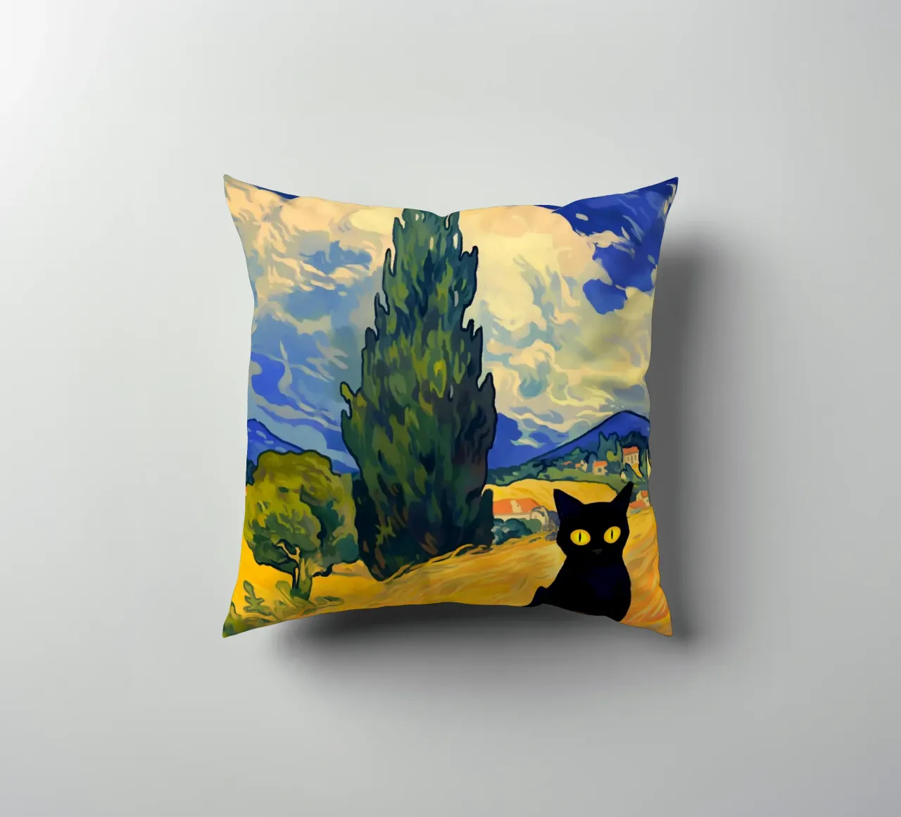 Gatto nero cuscino da Fleur de Lys