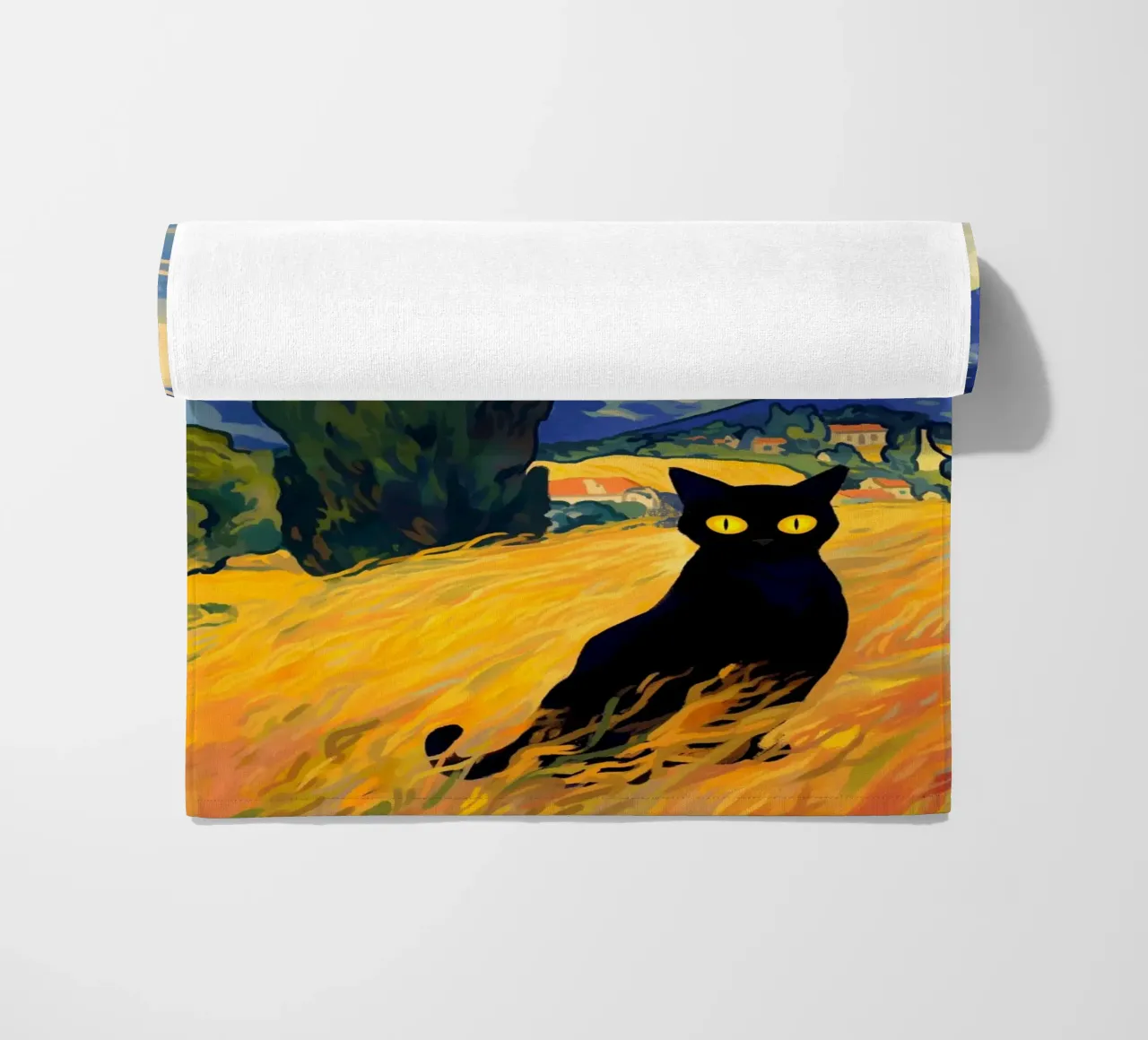 Gatto nero telo mare da Fleur de Lys