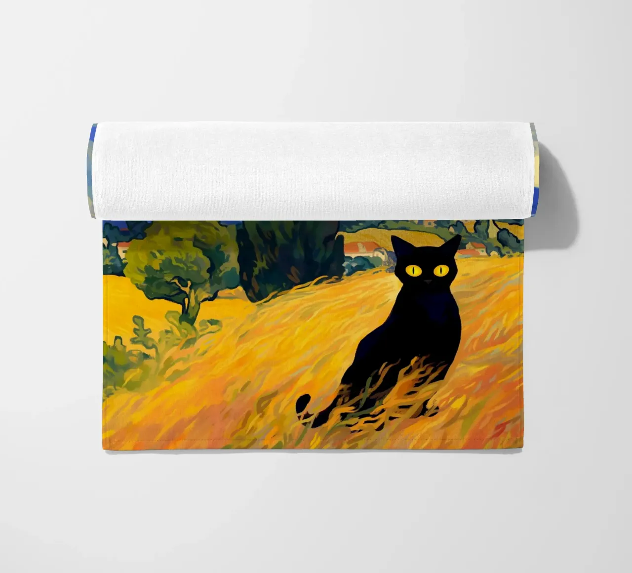 Gatto nero telo mare da Fleur de Lys