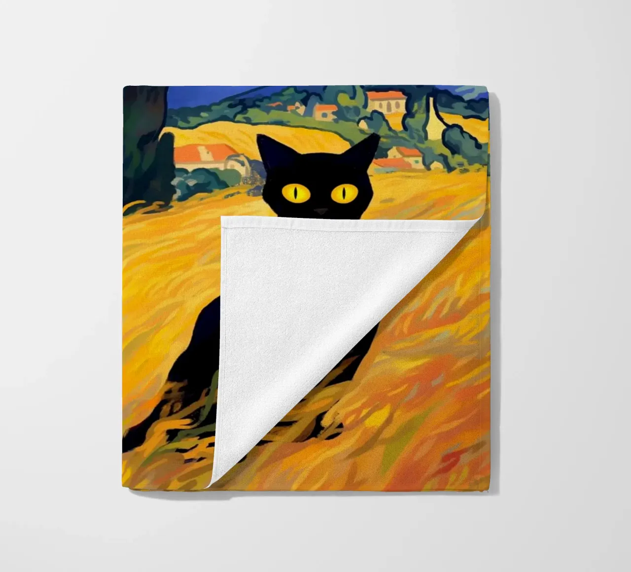 Gatto nero telo mare da Fleur de Lys