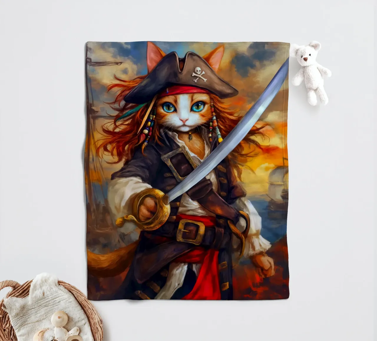 Gatto pirata coperta in pile da Fleur de Lys