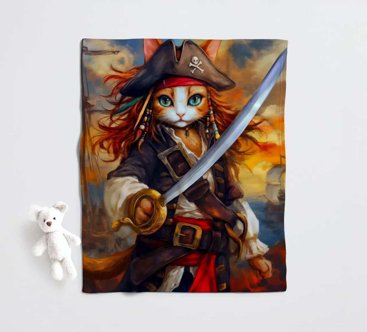 Gatto pirata coperta in pile da Fleur de Lys