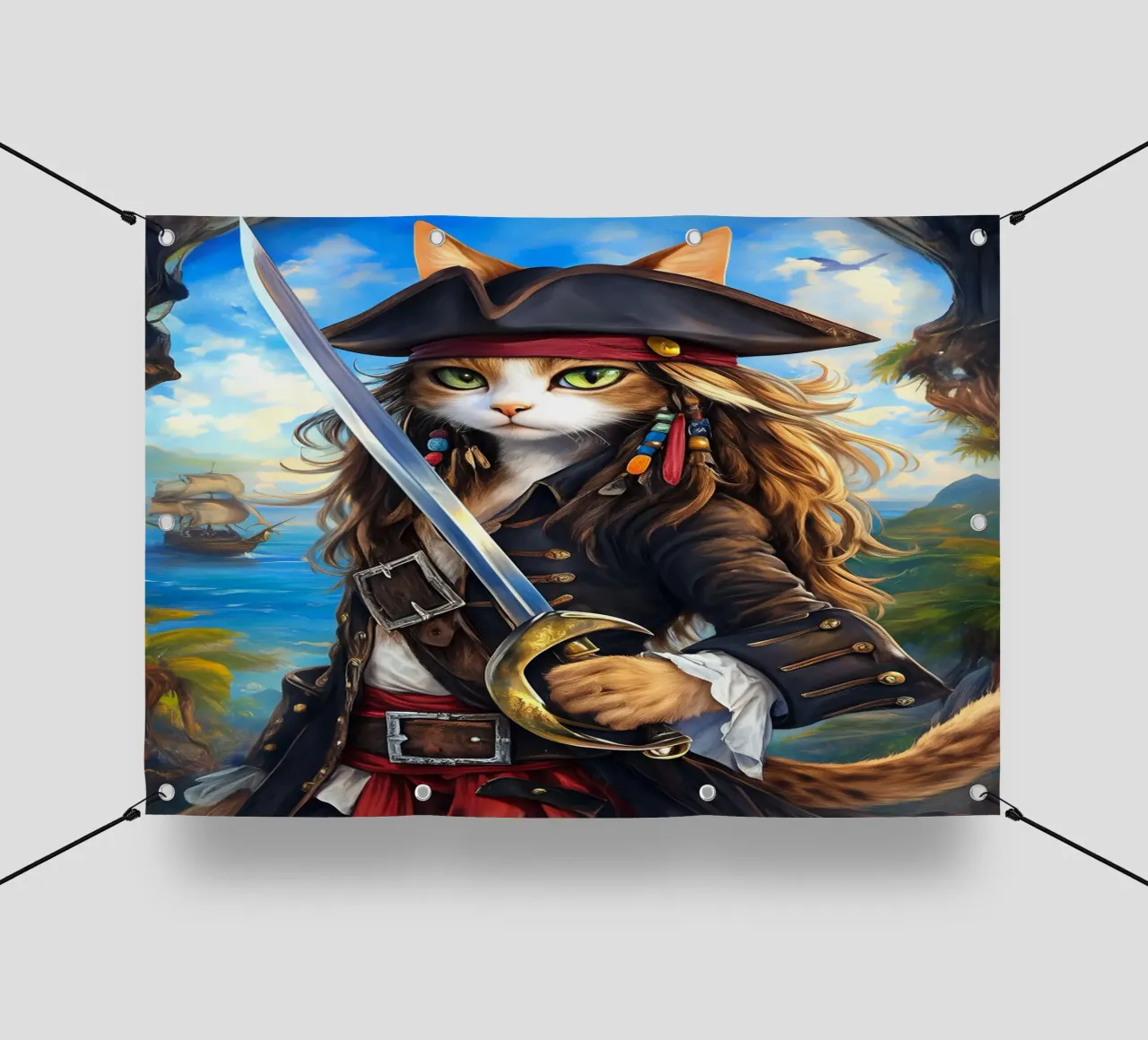 Gatto pirata telo in pvc da Fleur de Lys