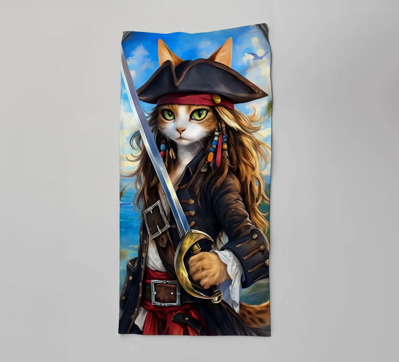 Gatto pirata asciugamano da bagno da Fleur de Lys
