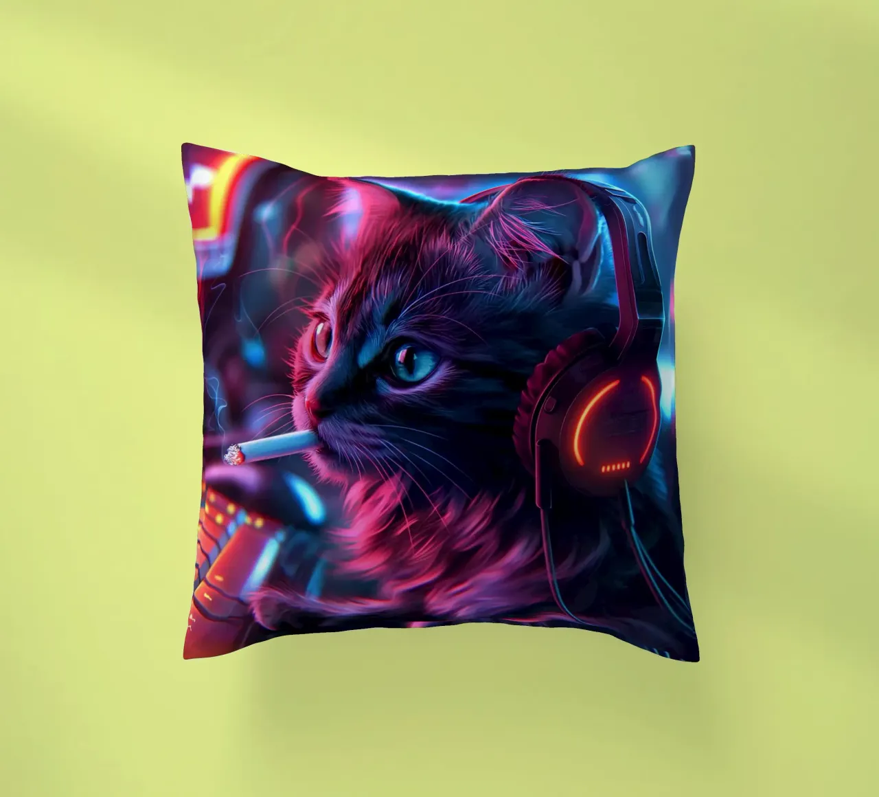 Gatto giocatore che fuma cuscino da Fleur de Lys