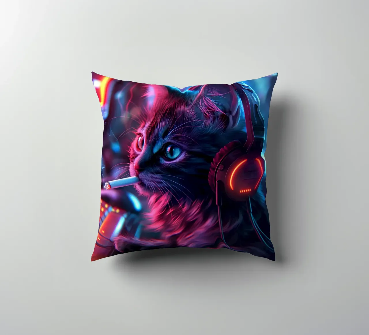 Gatto giocatore che fuma cuscino da Fleur de Lys
