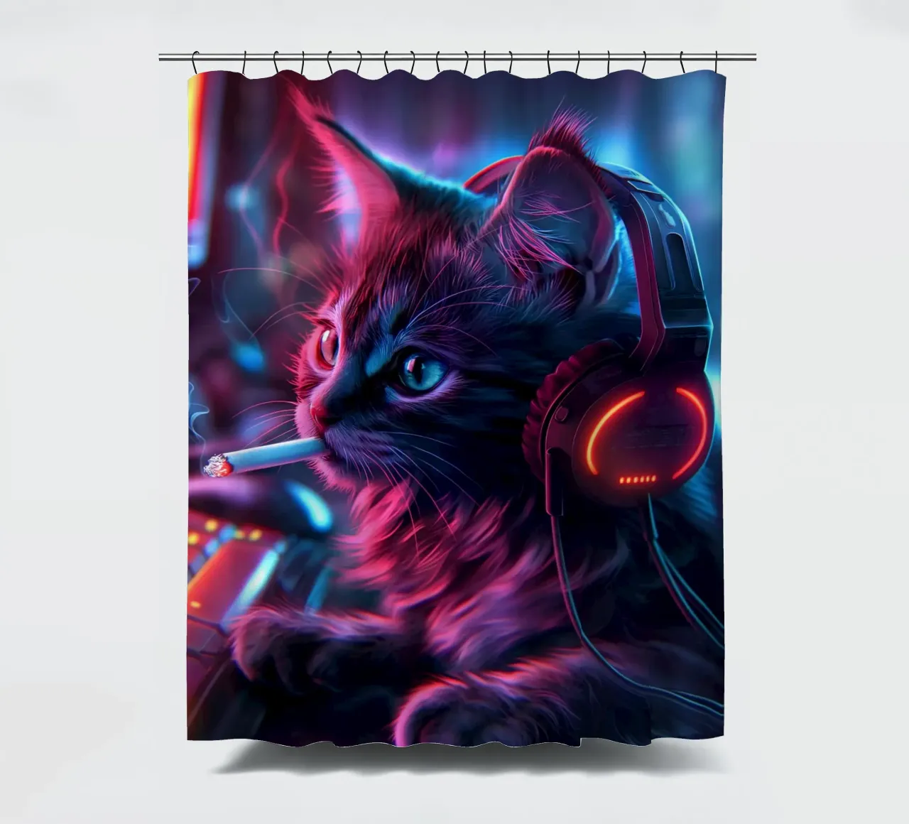 Gatto giocatore che fuma tenda da doccia da Fleur de Lys