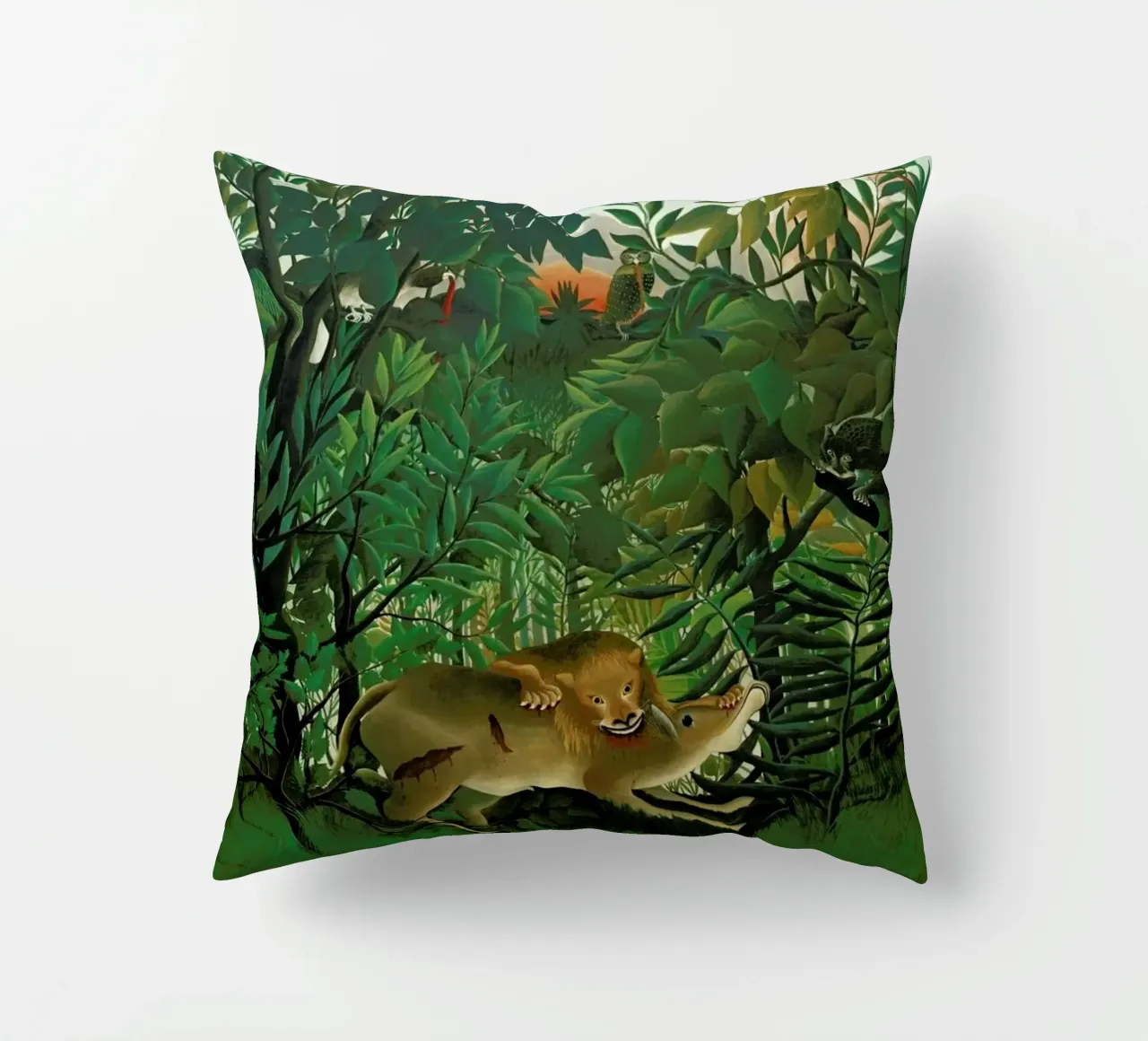 Rousseau - The Hungry Lion cuscino da ARTOTHEK