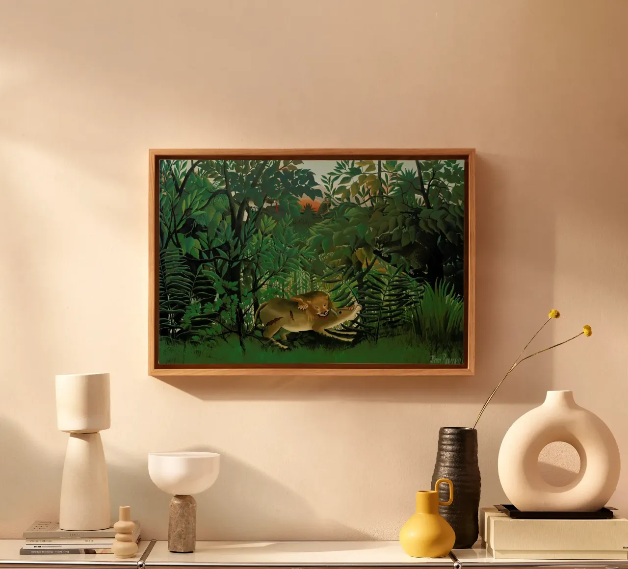 Rousseau - The Hungry Lion tela con Cornice a cassetta da ARTOTHEK
