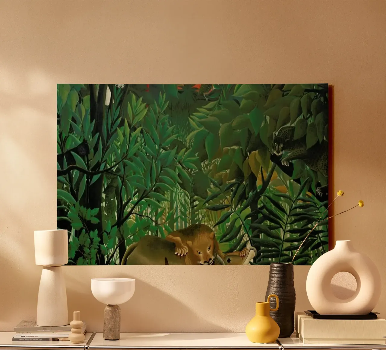 Rousseau - The Hungry Lion tela con Cornice a cassetta da ARTOTHEK