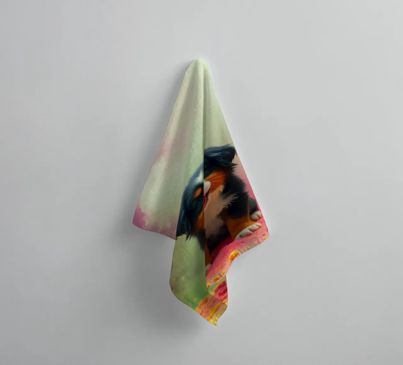 The colorful Bernese Mountain Dog towel by Yumis.Beargang.and.Me