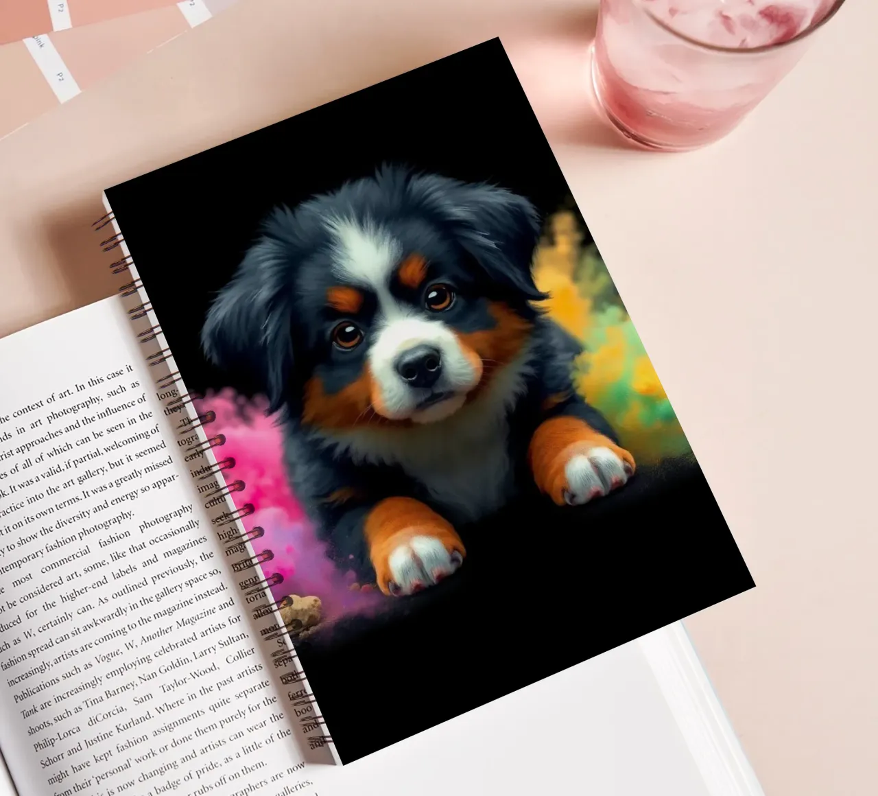 The colorful Bernese Mountain Dog #1 spiral notebook by Yumis.Beargang.and.Me