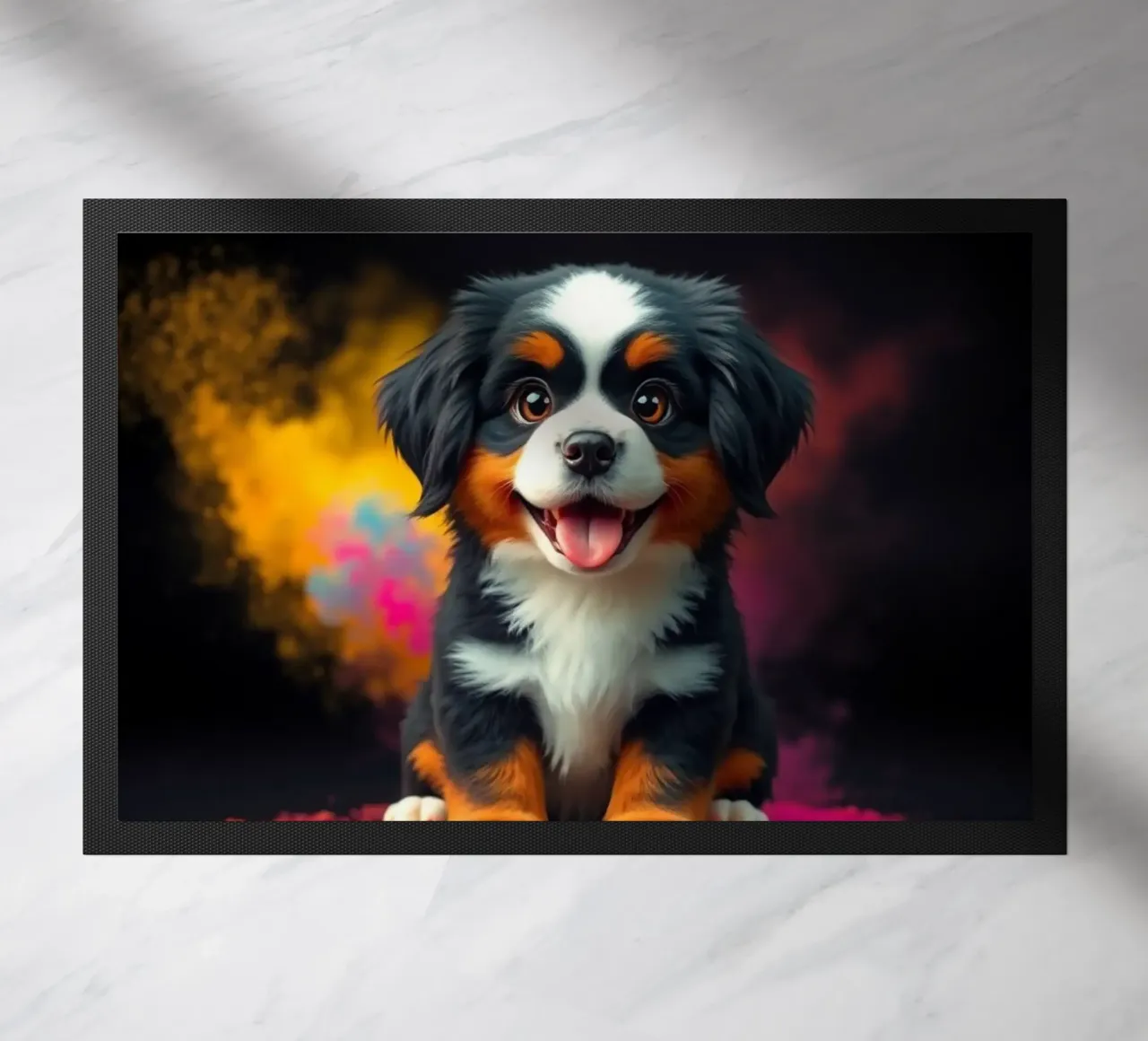 The colorful Bernese Mountain Dog #3 doormat by Yumis.Beargang.and.Me