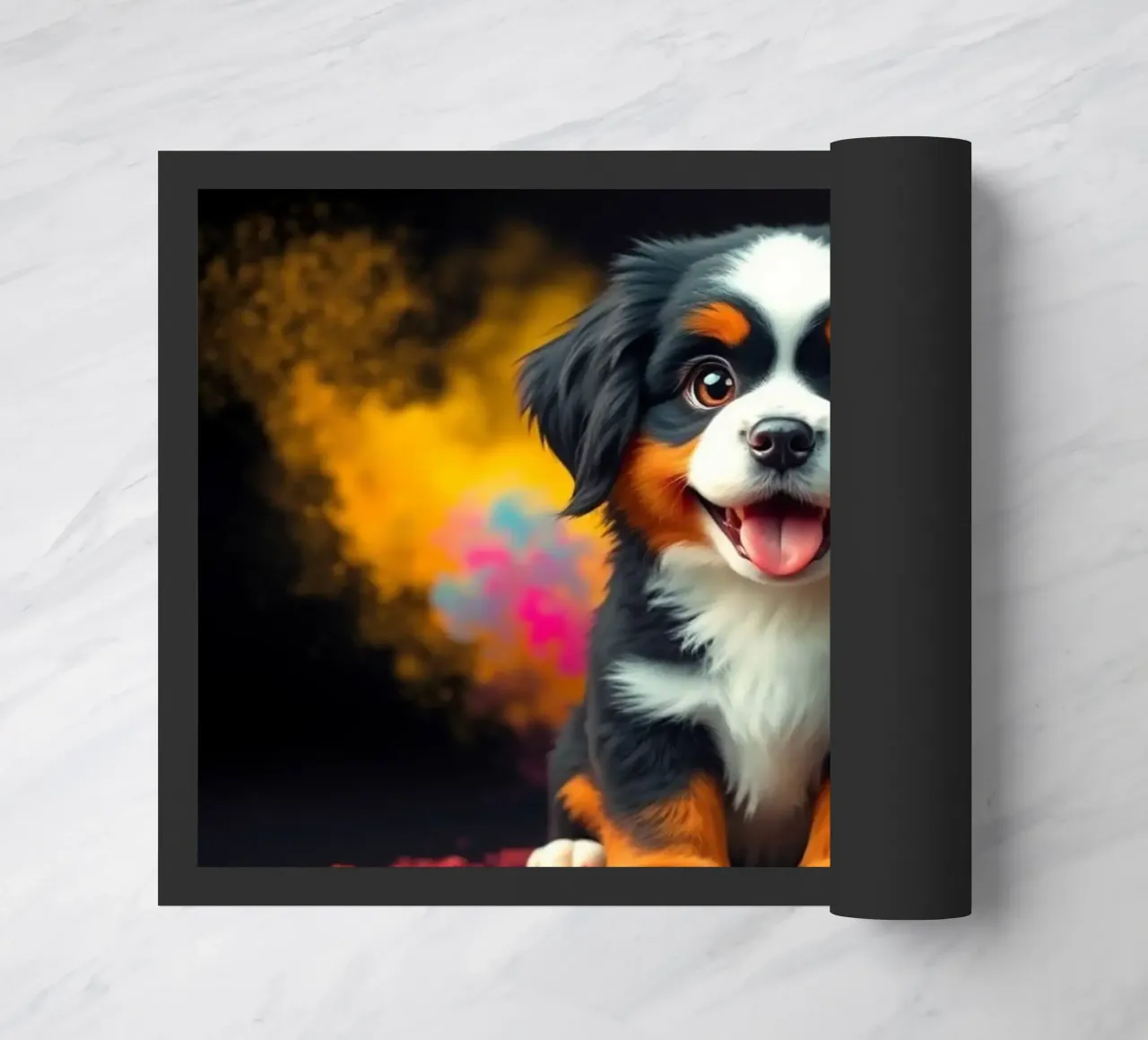 The colorful Bernese Mountain Dog #3 doormat by Yumis.Beargang.and.Me