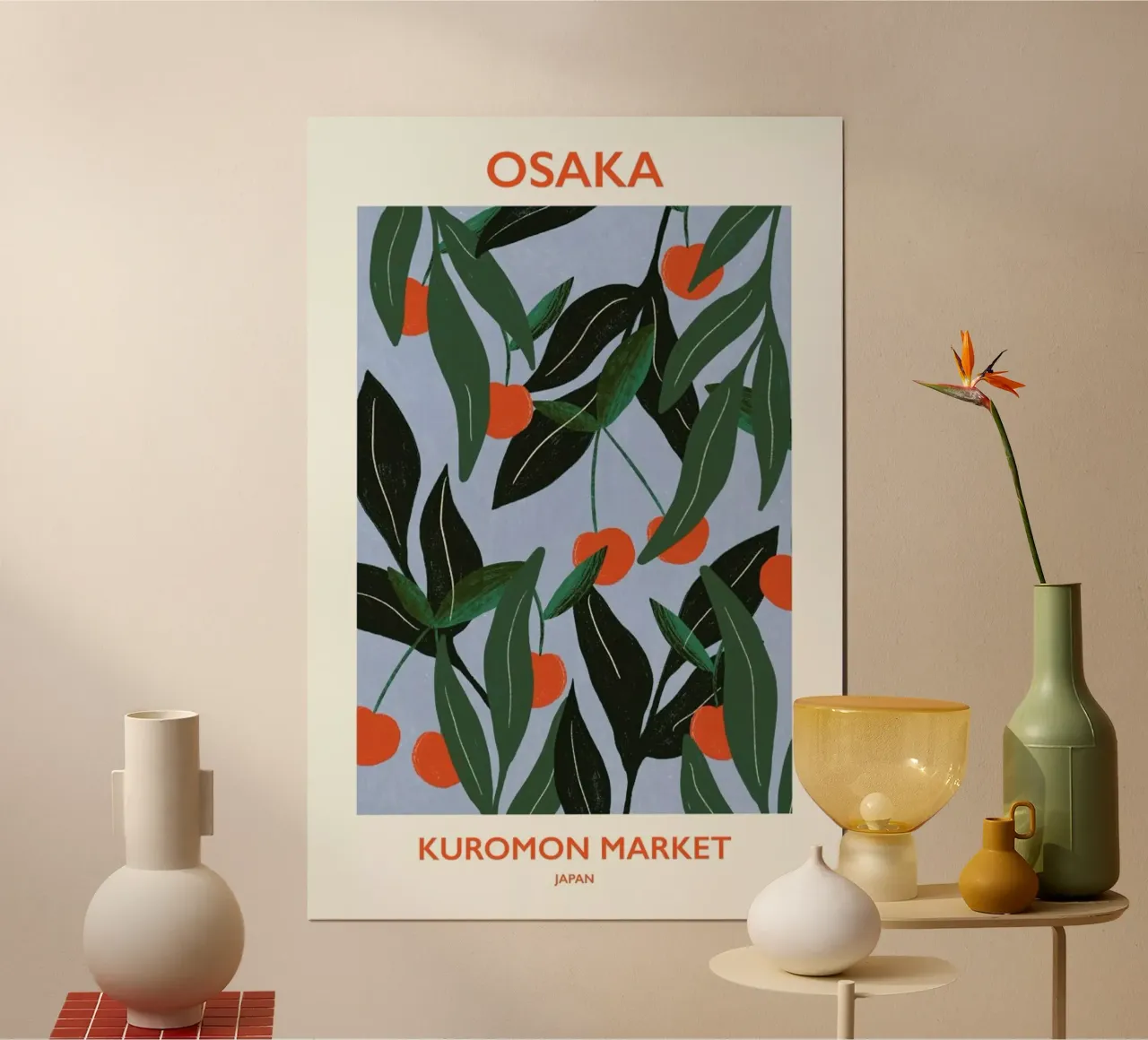Kuromon Market poster con telaio in plastica da Pure
