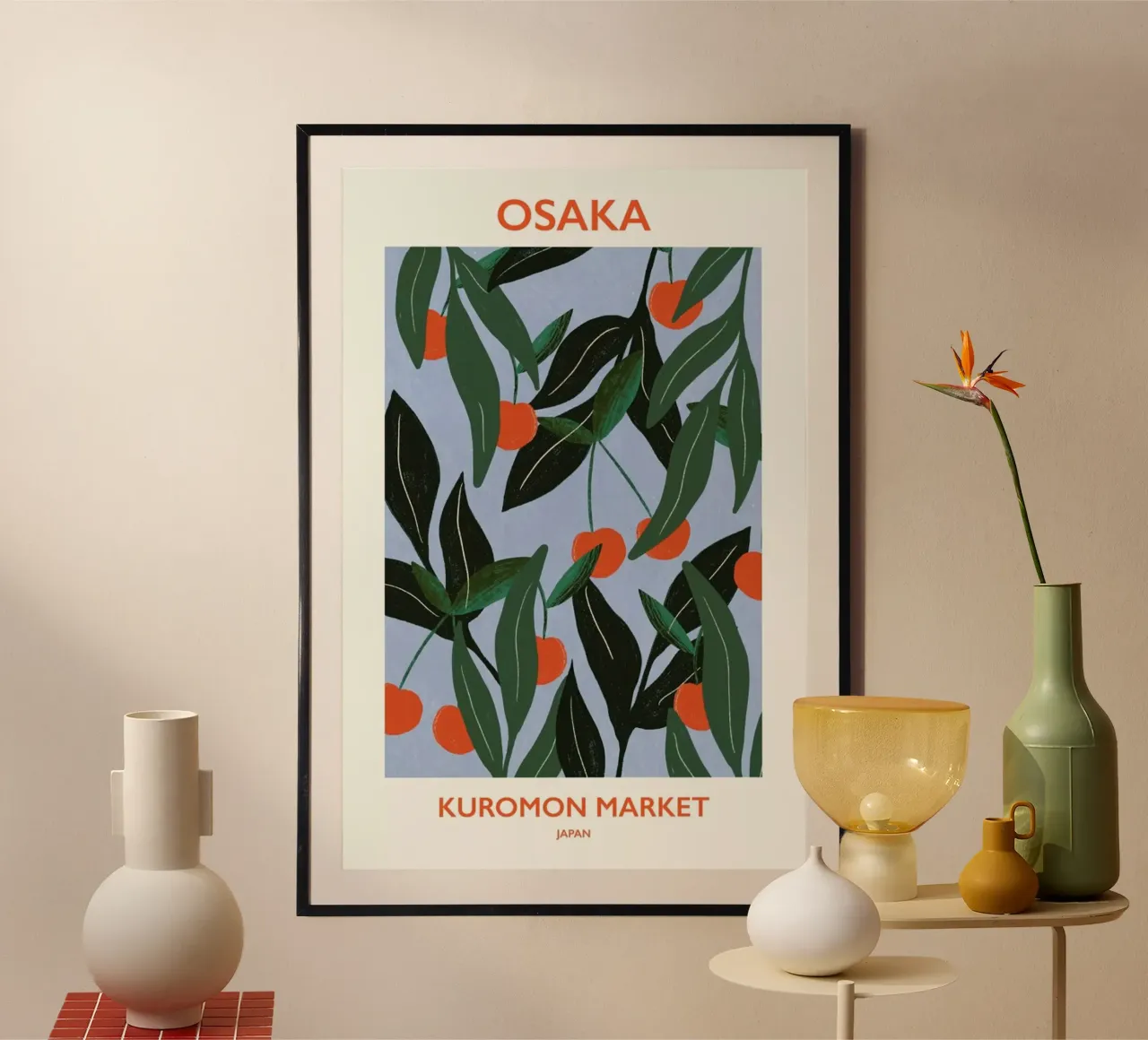 Kuromon Market poster con telaio in plastica da Pure
