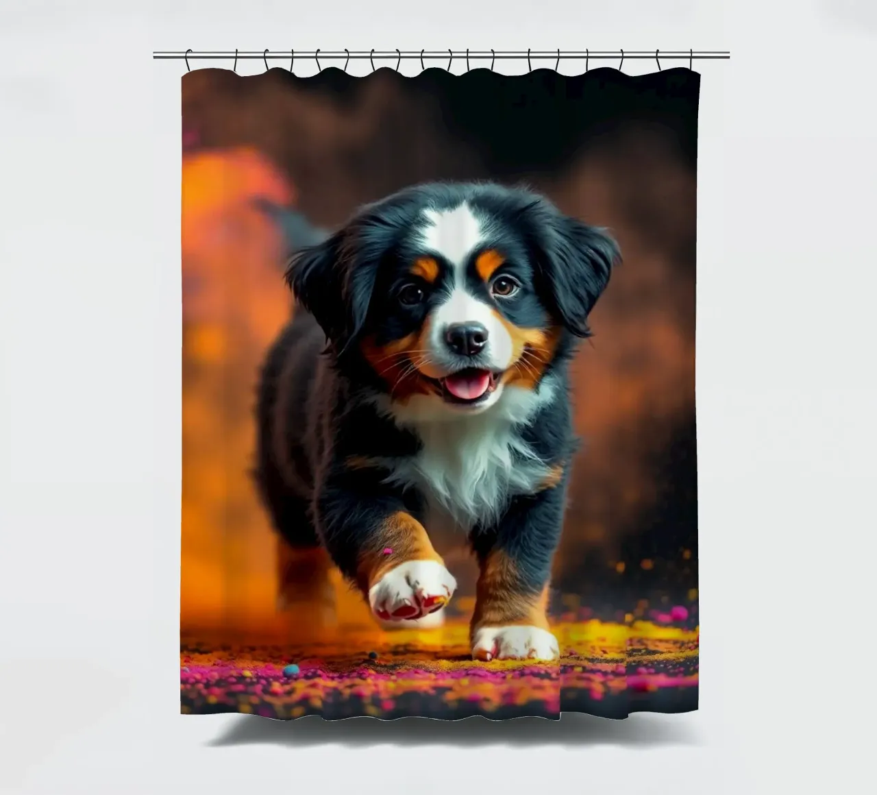 The colorful Bernese Mountain Dog #4 shower curtain by Yumis.Beargang.and.Me