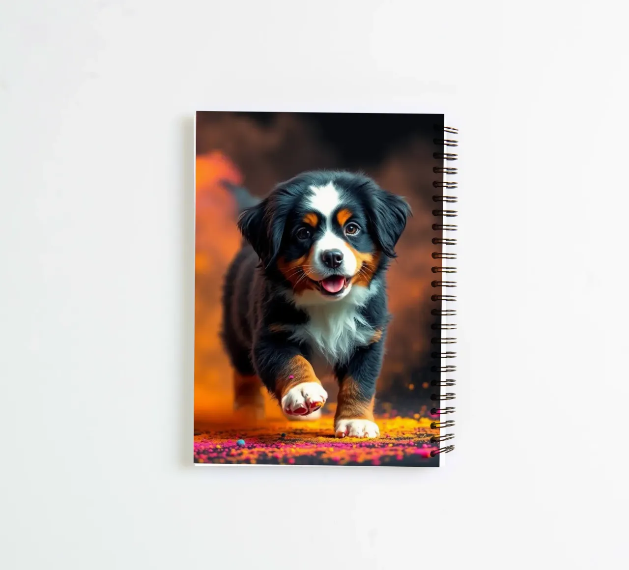 The colorful Bernese Mountain Dog #4 spiral notebook by Yumis.Beargang.and.Me