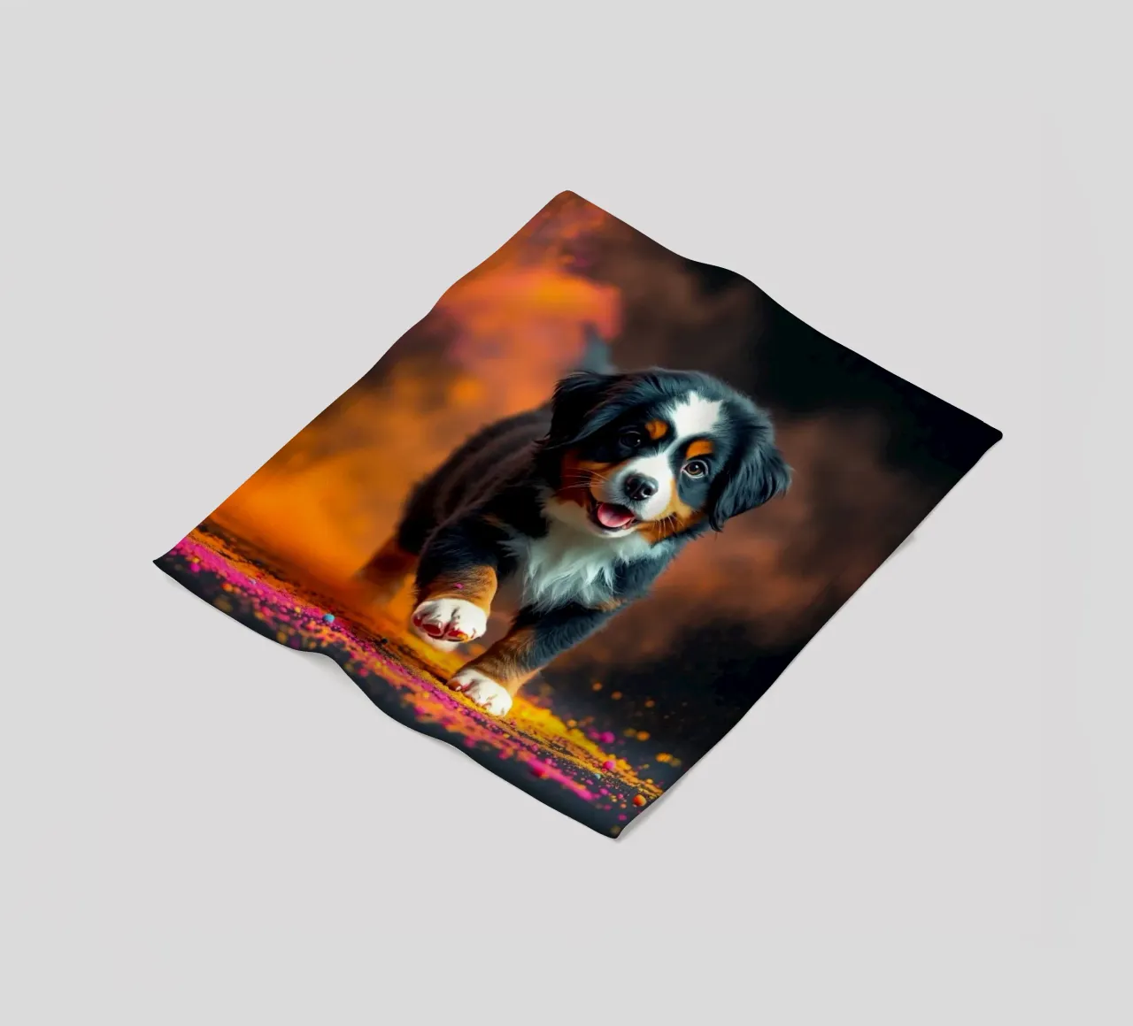 The colorful Bernese Mountain Dog #4 fleece blanket by Yumis.Beargang.and.Me