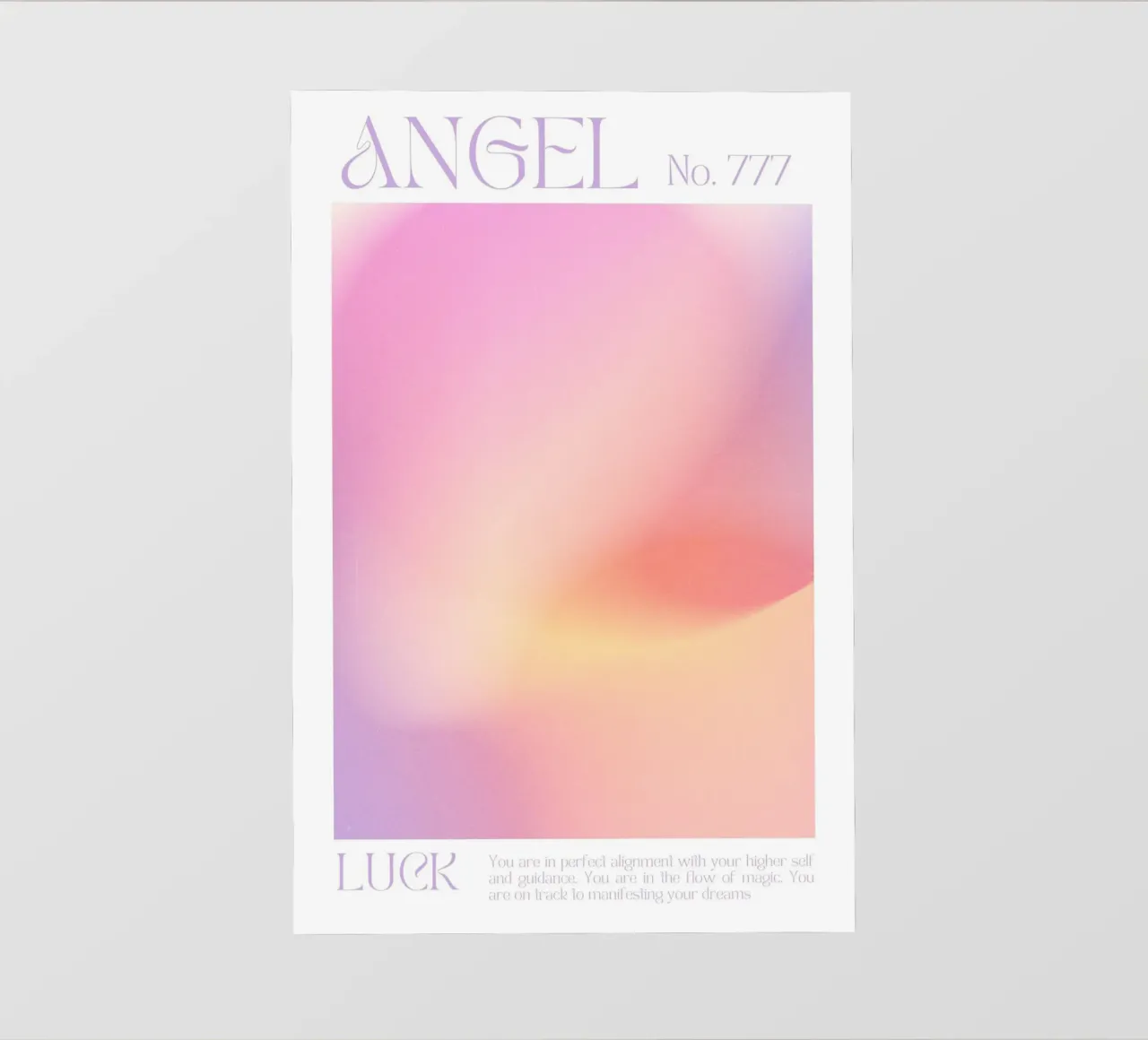 Angelo numero 777, stampa aura gradiente, poster rosa arancio pellicola backlit da Dreamscape