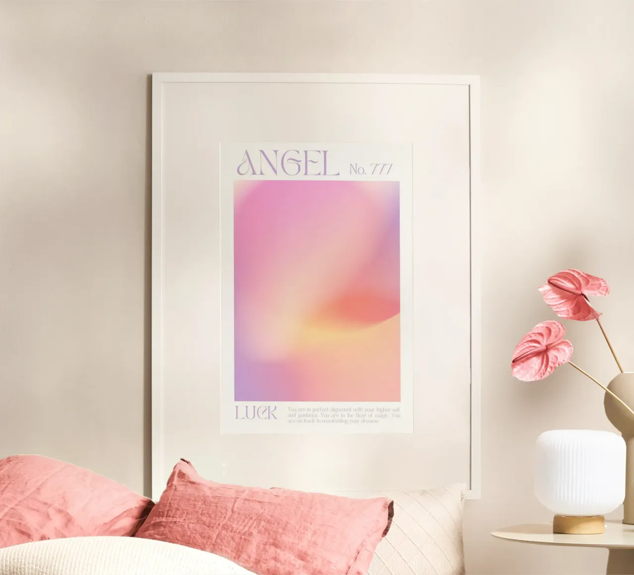 Angelo numero 777, stampa aura gradiente, poster rosa arancio poster da Dreamscape