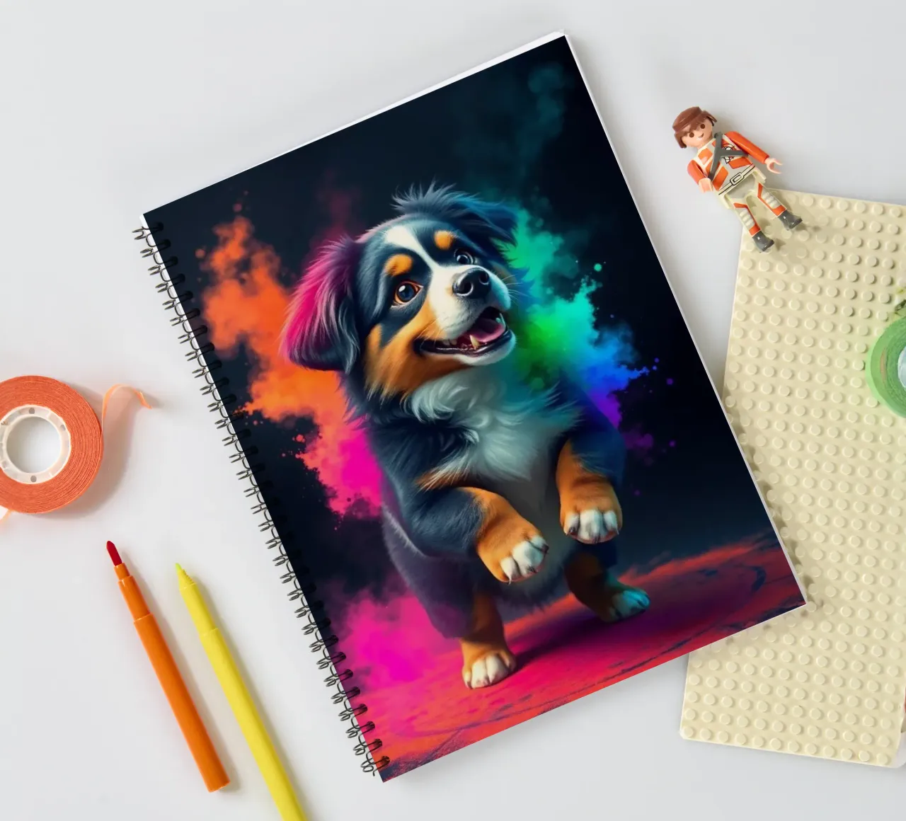 The colorful Bernese Mountain Dog #5 spiral notebook by Yumis.Beargang.and.Me