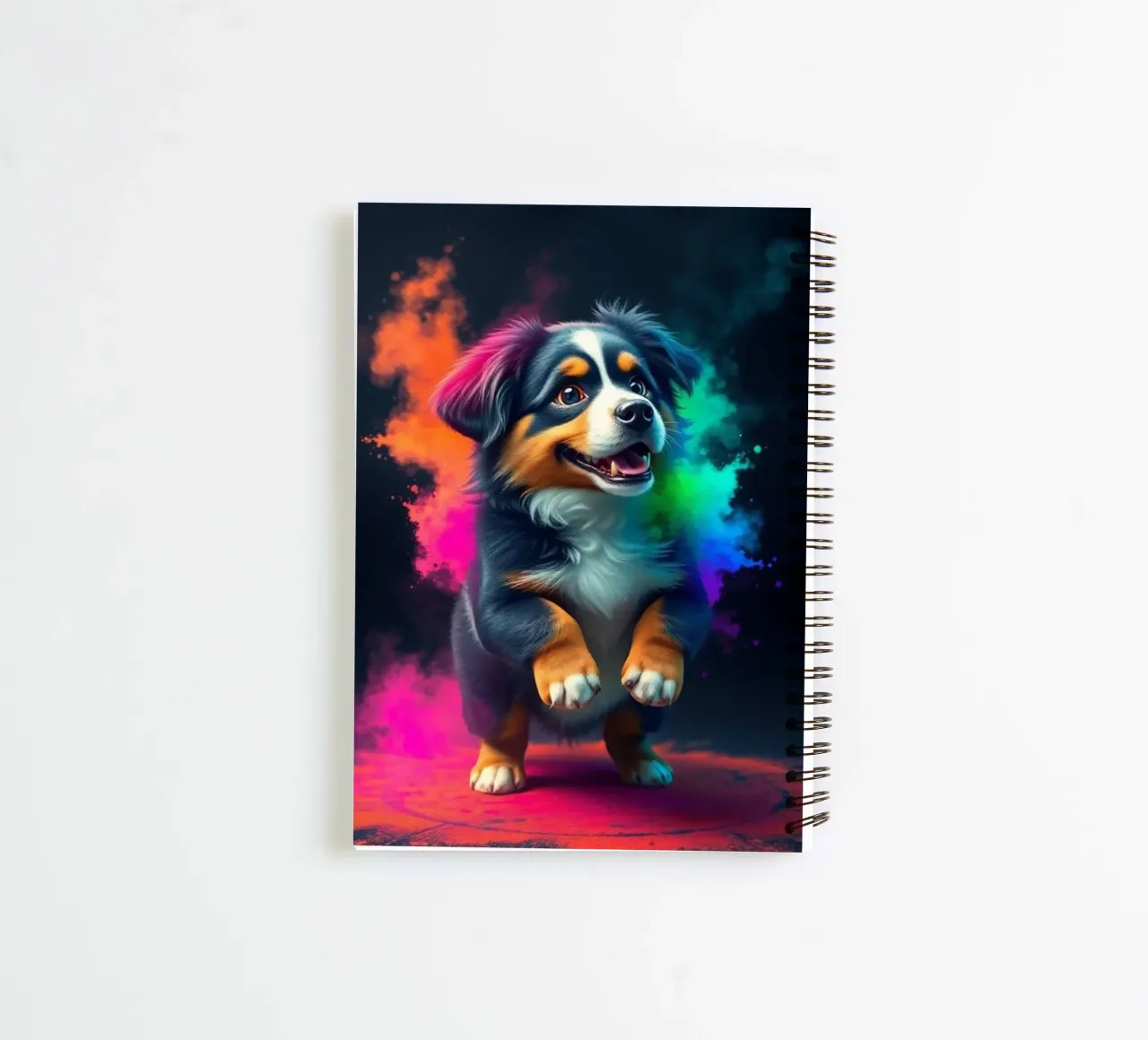 The colorful Bernese Mountain Dog #5 spiral notebook by Yumis.Beargang.and.Me