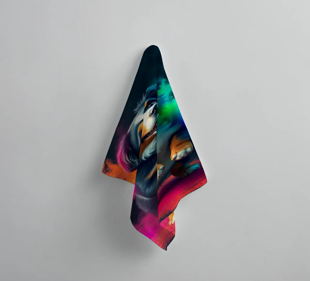 The colorful Bernese Mountain Dog #5 towel by Yumis.Beargang.and.Me