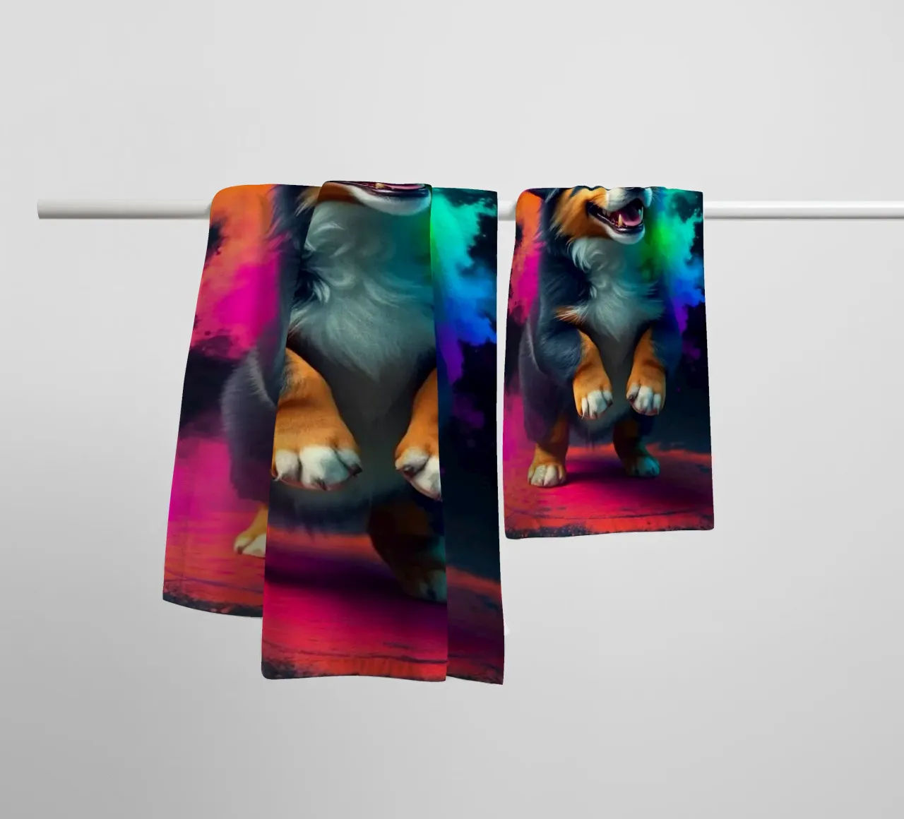 The colorful Bernese Mountain Dog #5 towel by Yumis.Beargang.and.Me