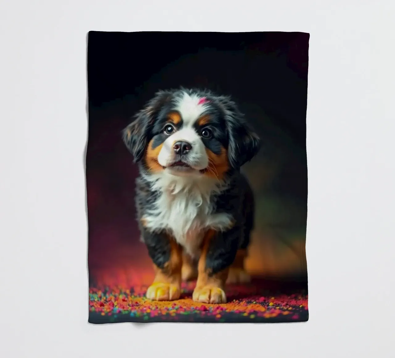 The colorful Bernese Mountain Dog #6 fleece blanket by Yumis.Beargang.and.Me