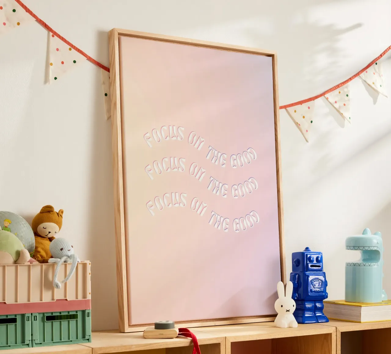 Roze Aura Print, Gradiënt Poster, Positieve Aura Roze Kunst canvas met Baklijst van Dreamscape