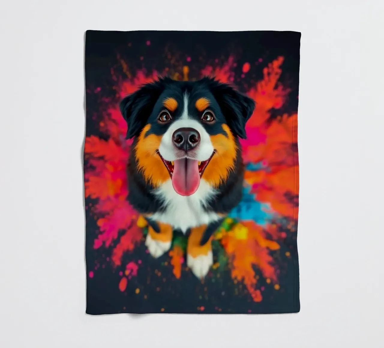 The colorful Bernese Mountain Dog #7 fleece blanket by Yumis.Beargang.and.Me