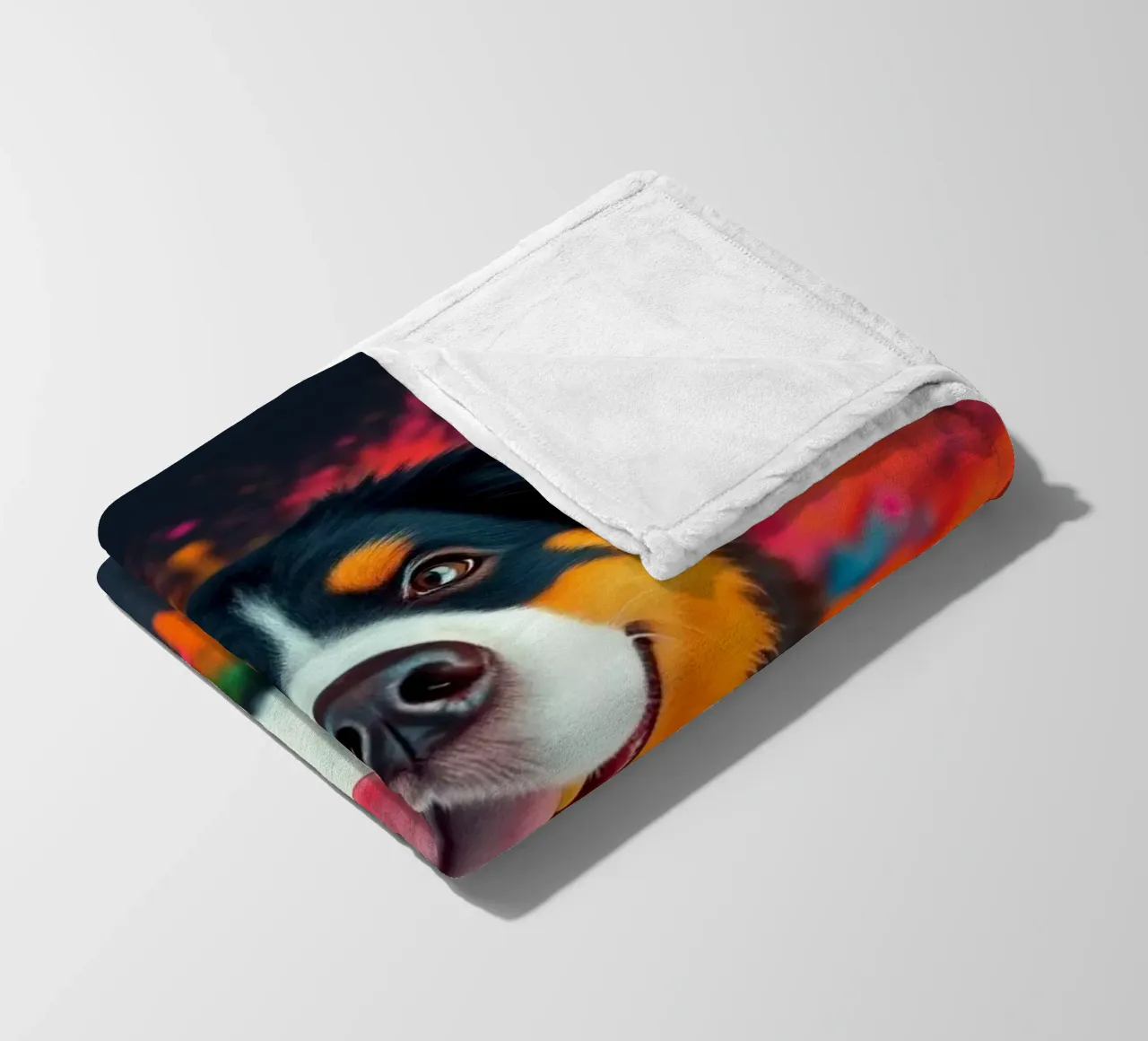 The colorful Bernese Mountain Dog #7 fleece blanket by Yumis.Beargang.and.Me