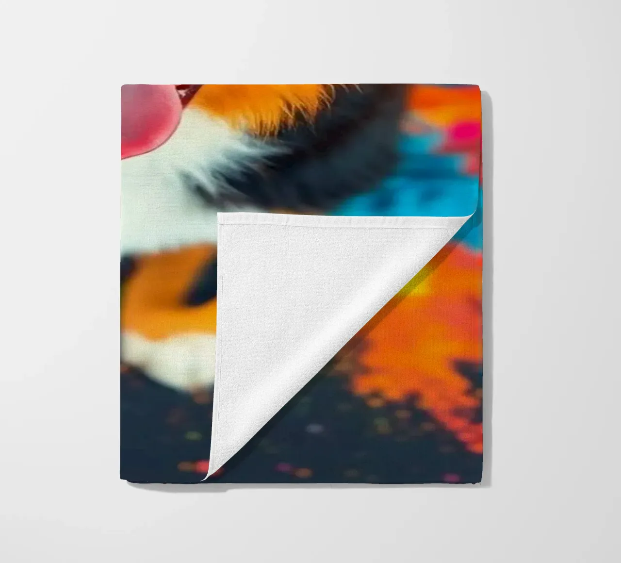 The colorful Bernese Mountain Dog #7 beach towel by Yumis.Beargang.and.Me