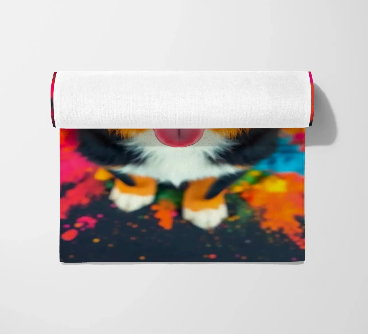The colorful Bernese Mountain Dog #7 beach towel by Yumis.Beargang.and.Me