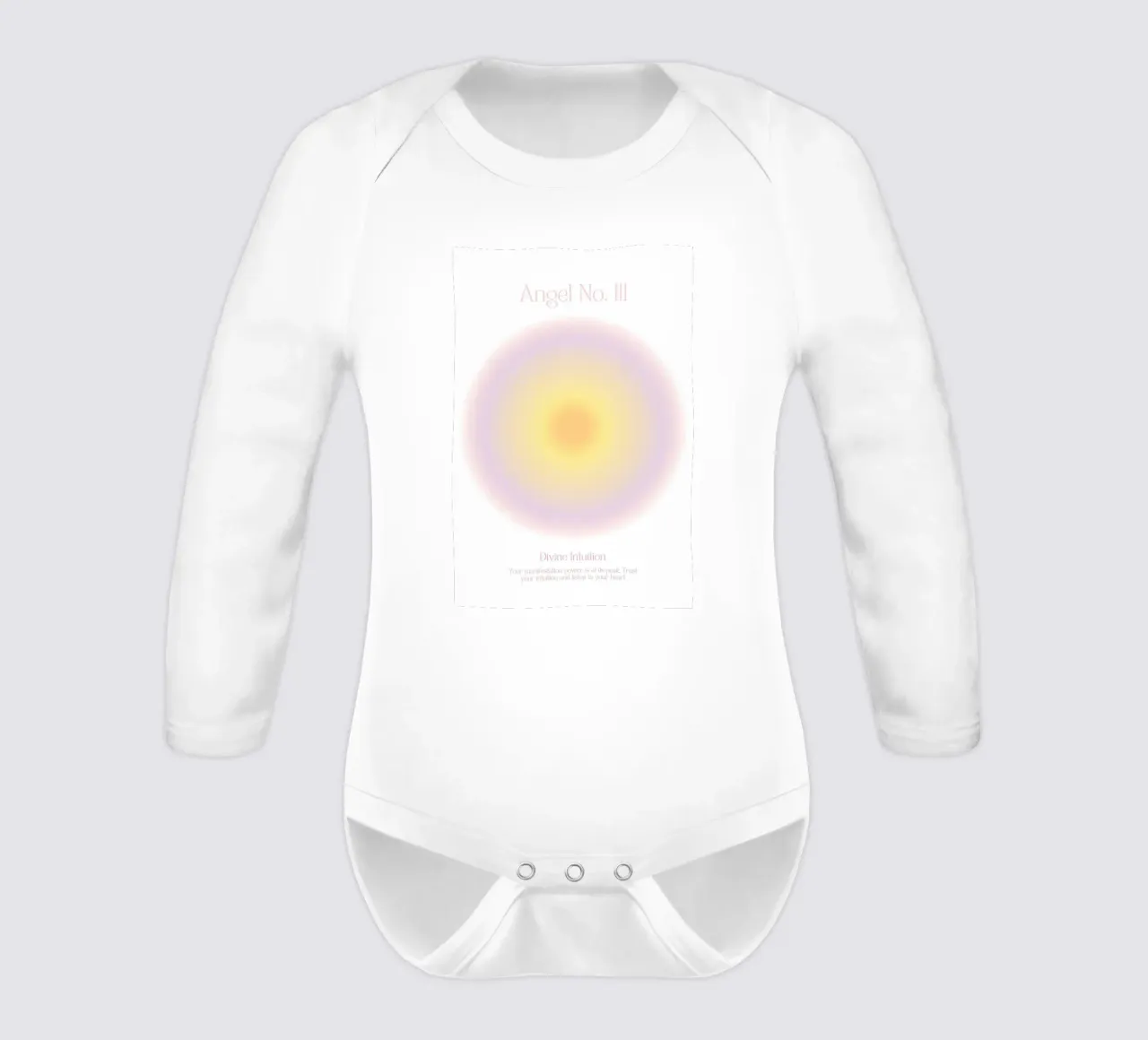 Angel Number Print, Aura Poster, Gradient Wall Art long-sleeve baby romper by Dreamscape