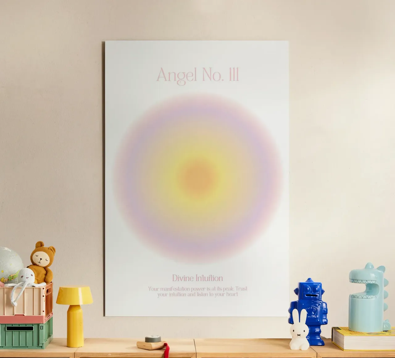 Engel Nummer drucken, Aura Poster, Gradient Wandkunst Alu-Dibond von Dreamscape