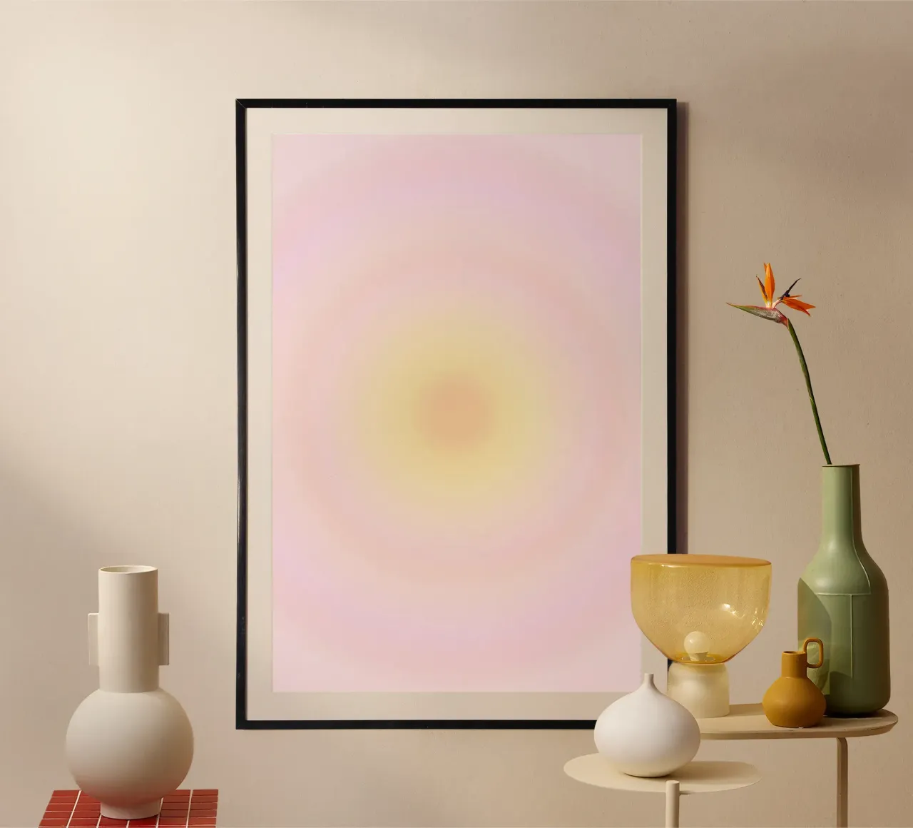 Rosa Aura, Farbverlauf Wandkunst Hahnemühle von Dreamscape