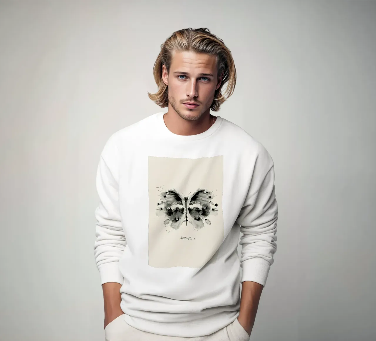 Ink Butterfly Black & White felpa da Flora & Fauna