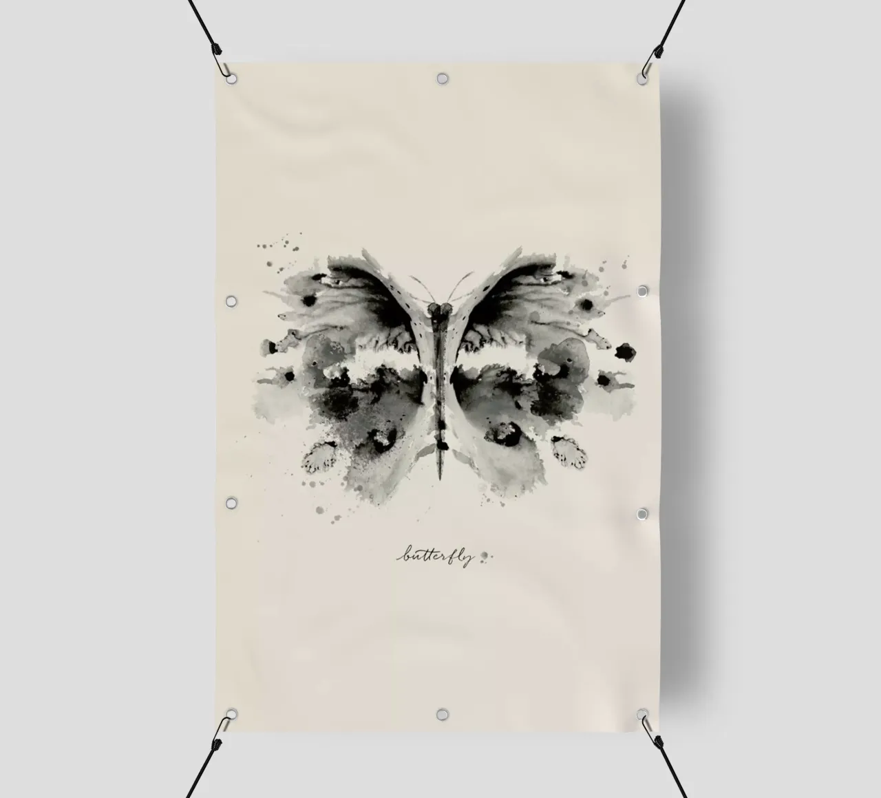 Ink Butterfly Black & White telo in pvc da Flora & Fauna