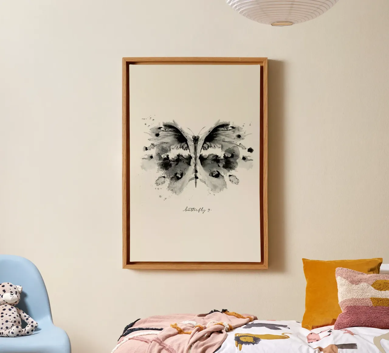 Ink Butterfly Black & White tela con Cornice a cassetta da Flora & Fauna