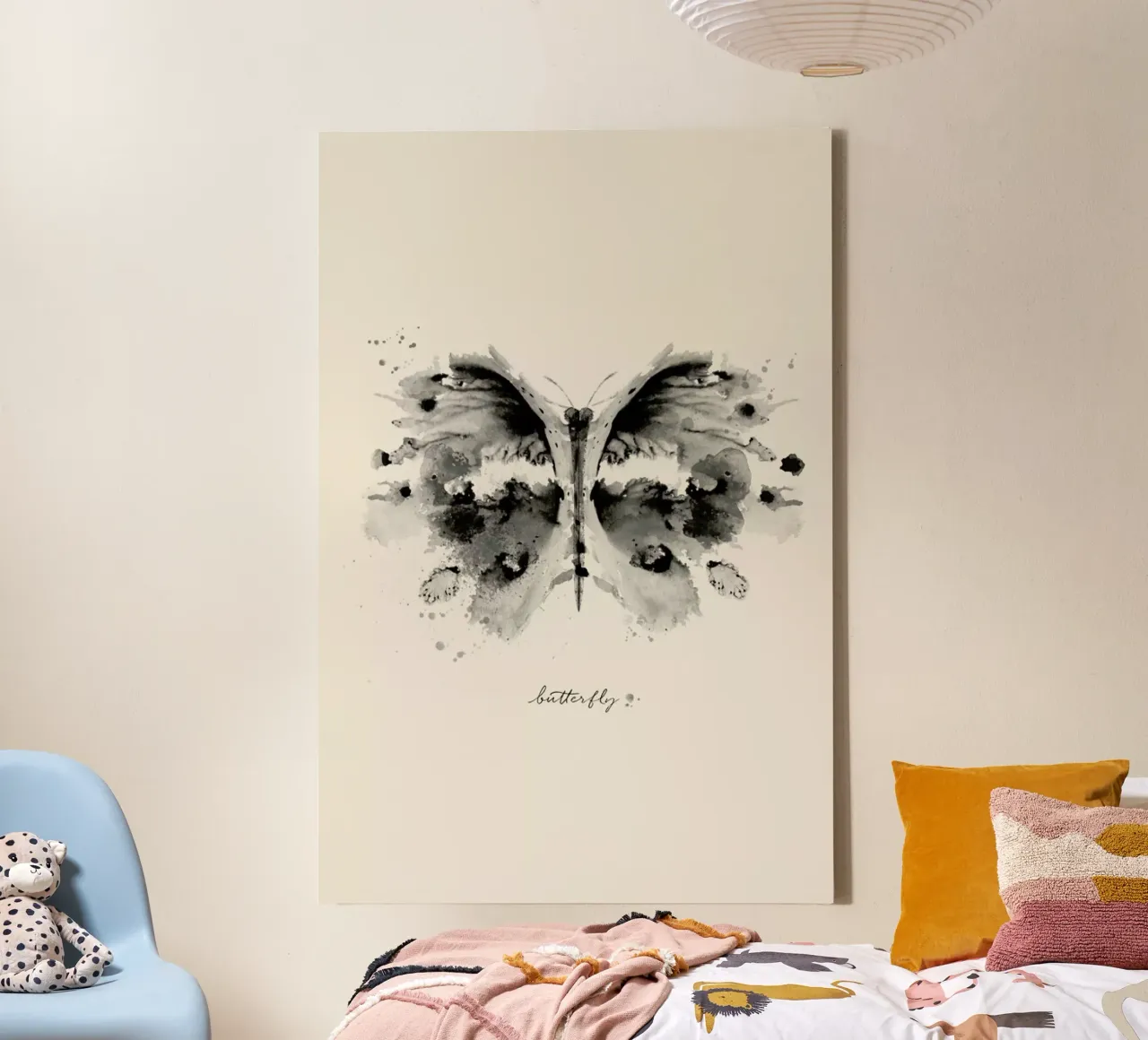 Ink Butterfly Black & White tela con Cornice a cassetta da Flora & Fauna