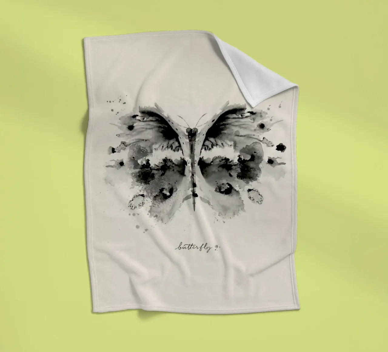Ink Butterfly Black & White coperta in pile da Flora & Fauna