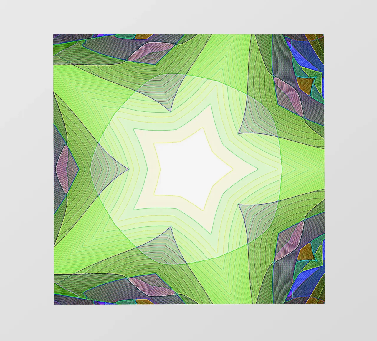 Étoile à 5 branches avec décorations multicolores, dans des nuances de vert bâche pvc de Gürsel Yesil Digital Art